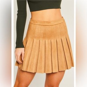 Demi Pleated Suede Skirt NWT